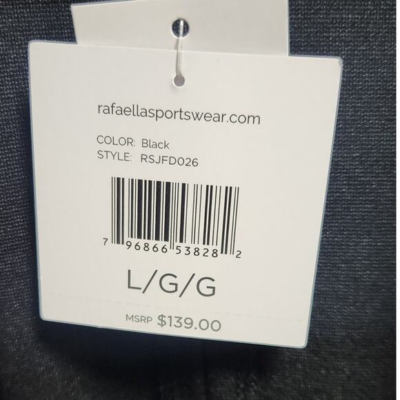 Rafaella black vegan leather and ponte draped front jacket size Large NWT - Picture 7 of 9